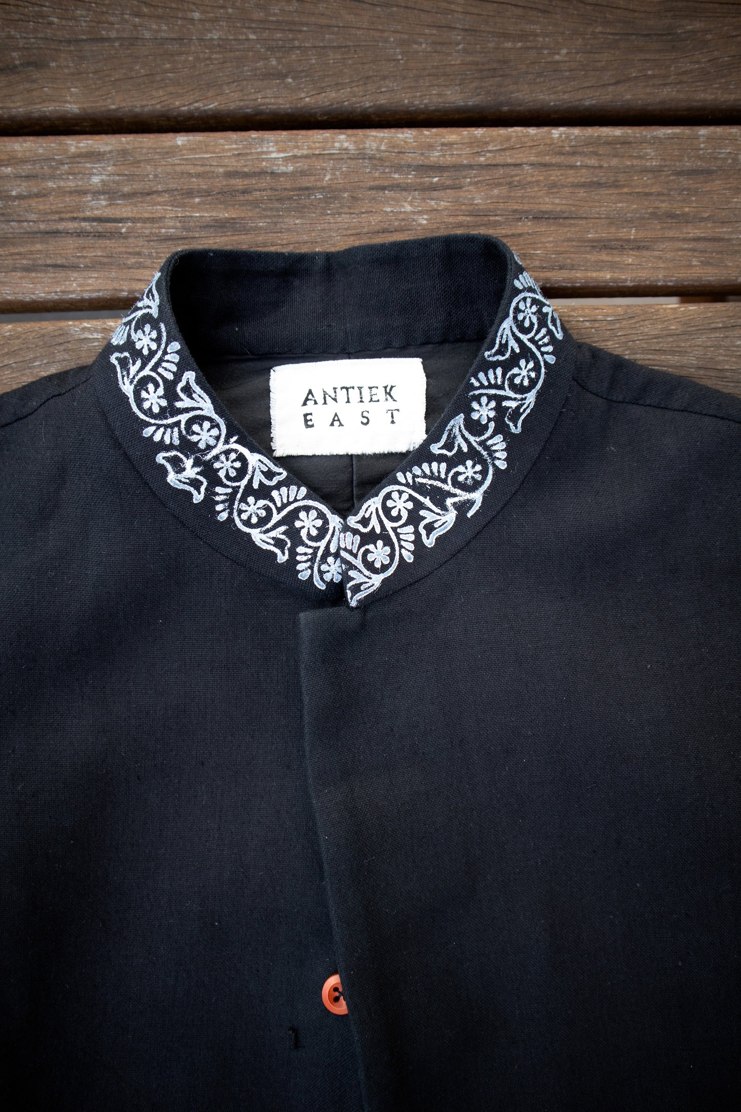 Black Printed Nehru Vest