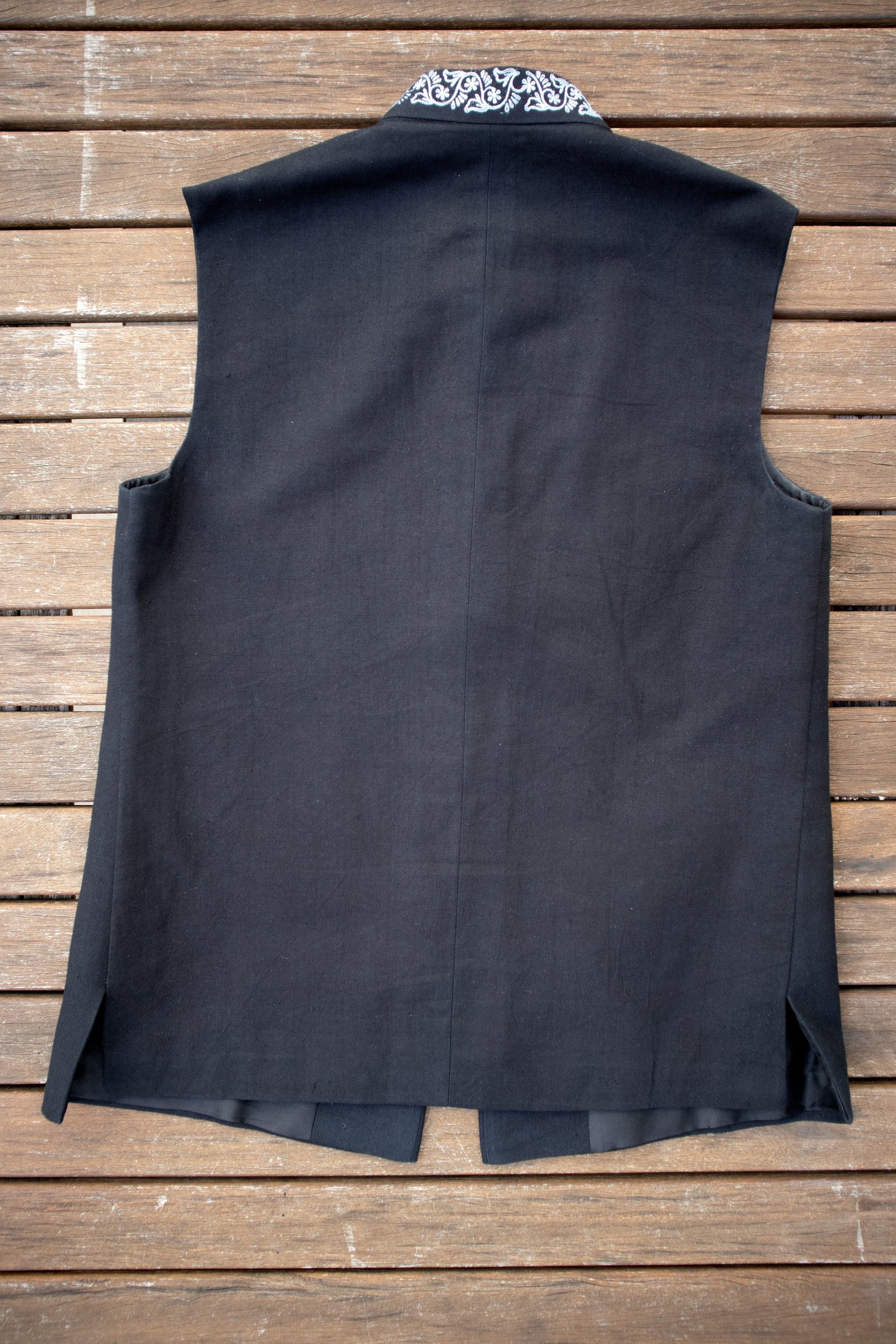Black Printed Nehru Vest