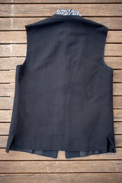 Black Printed Nehru Vest